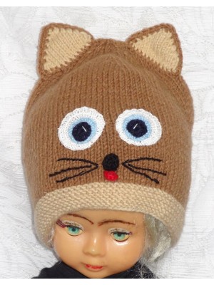 Kepurė Tamsiai smėlinis rudas katinas