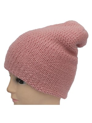 Dviguba šilta merino vilnos rožinė kepurė