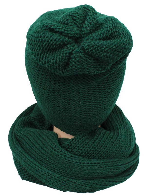 Kepurės ir šaliko komplektas, su merino vilna, žalias smaragdo