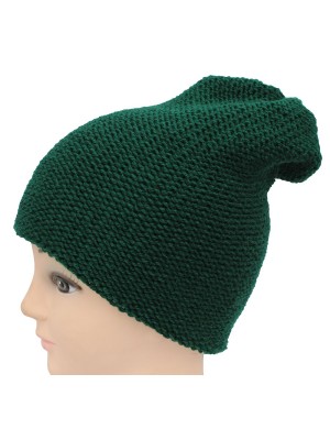 Dviguba šilta merino vilnos kepurė, žalia smaragdo