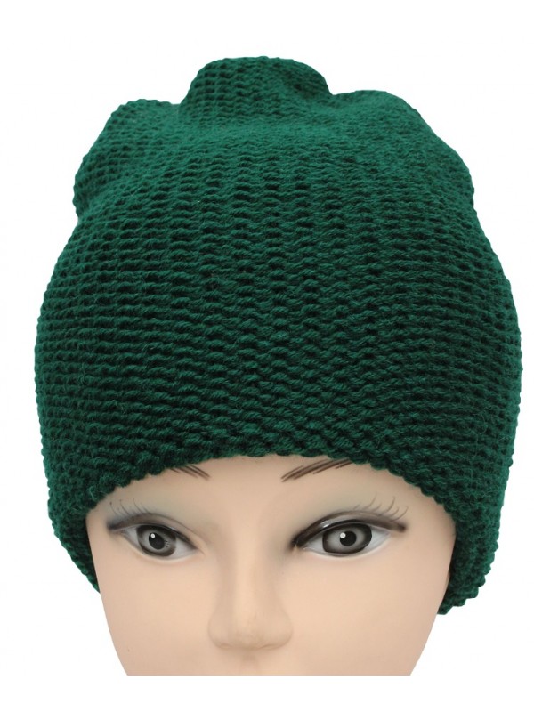 Dviguba šilta merino vilnos kepurė, žalia smaragdo