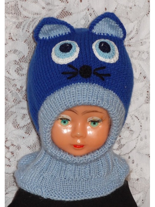 Kepurė šalmas: Mėlynas indigo katinas