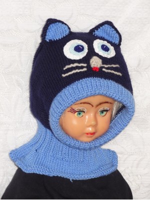 Merino vilnos kepurė šalmas Mėlynas katinas